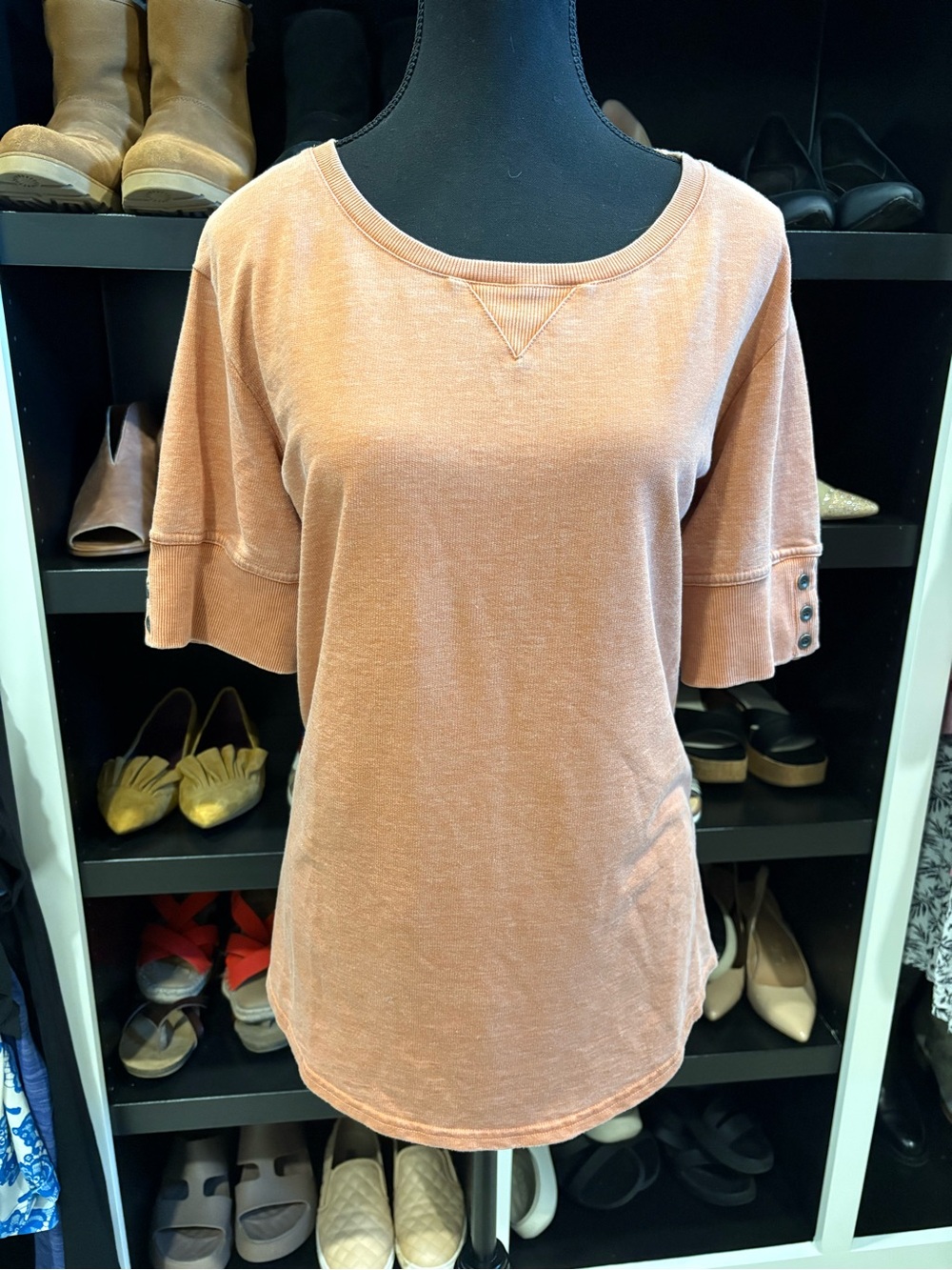 Relaxed Dusty Creamsicle Short Sleeve Pullover Lightweight Sweater